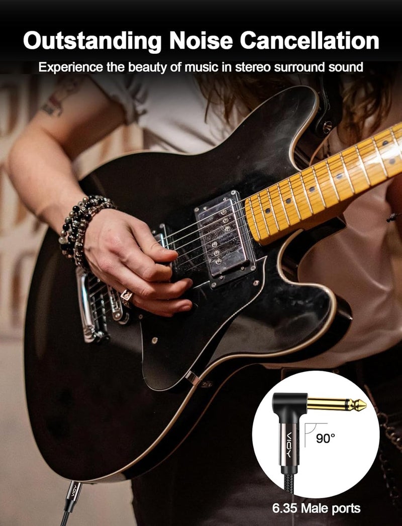 VIOY Guitar Cable 3M, 6.35 mm (1/4) TS Mono Jack Unbalanced Right Angle Instrument Cables, High-end Guitar Amp Cord for Electric Guitar, Bass, Keyboard, Electric Mandolin - Image 4